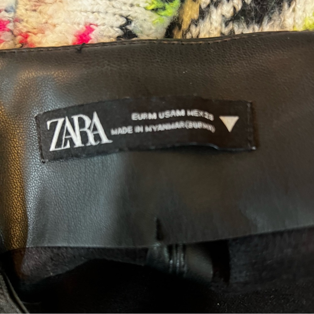 Zara Faux Leather High Waist Black Mini Skirt Moto Whimsygoth Edgy Goth Size M - Picture 7 of 8